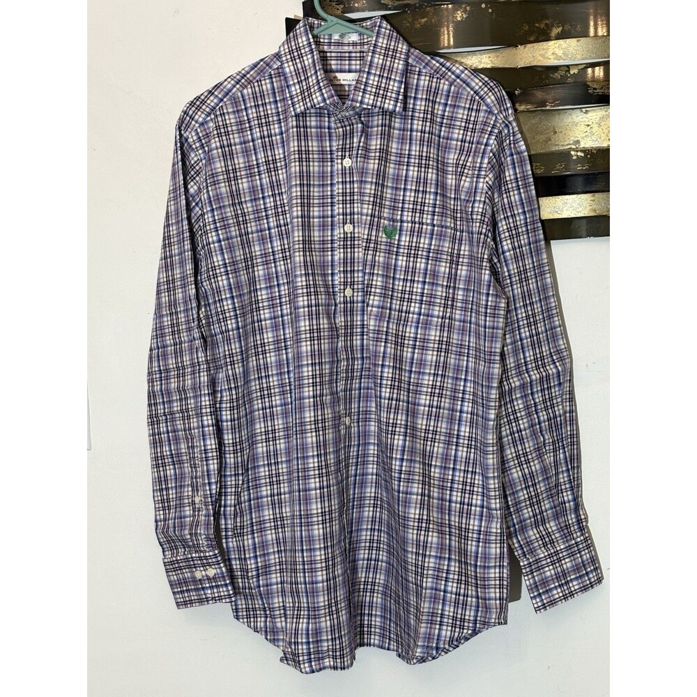 Peter Millar Shirt Men Large Multicolor Plaid Long Sleeve Cotton Button Down A17